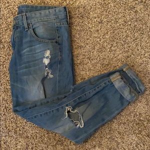 Crop Boyfriend Ripped Jeans